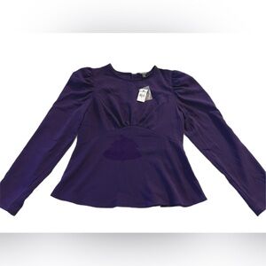Express crew neck puff sleeves purple blouse